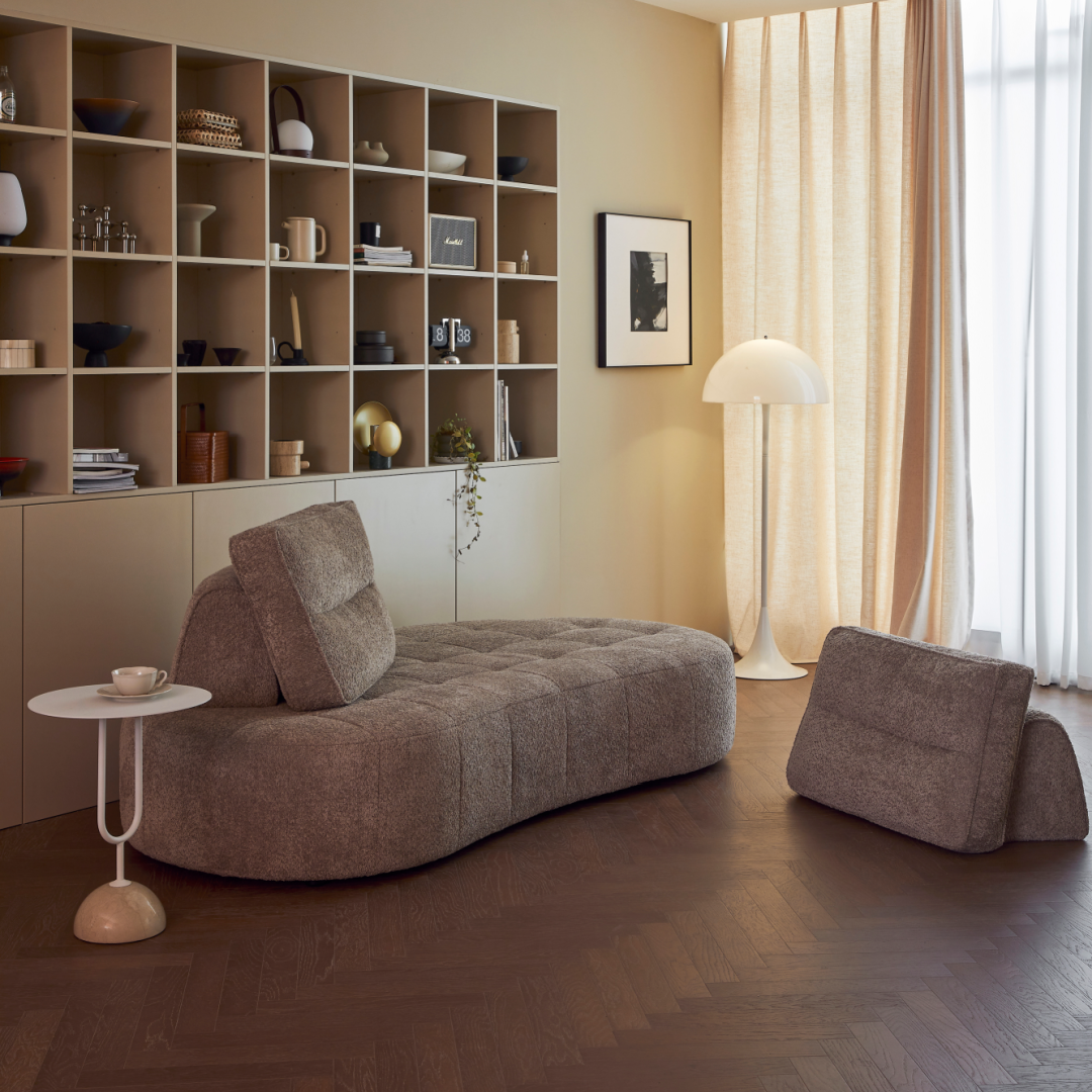 Canapé modulable 3 places en tissu marron | Grado Mousse