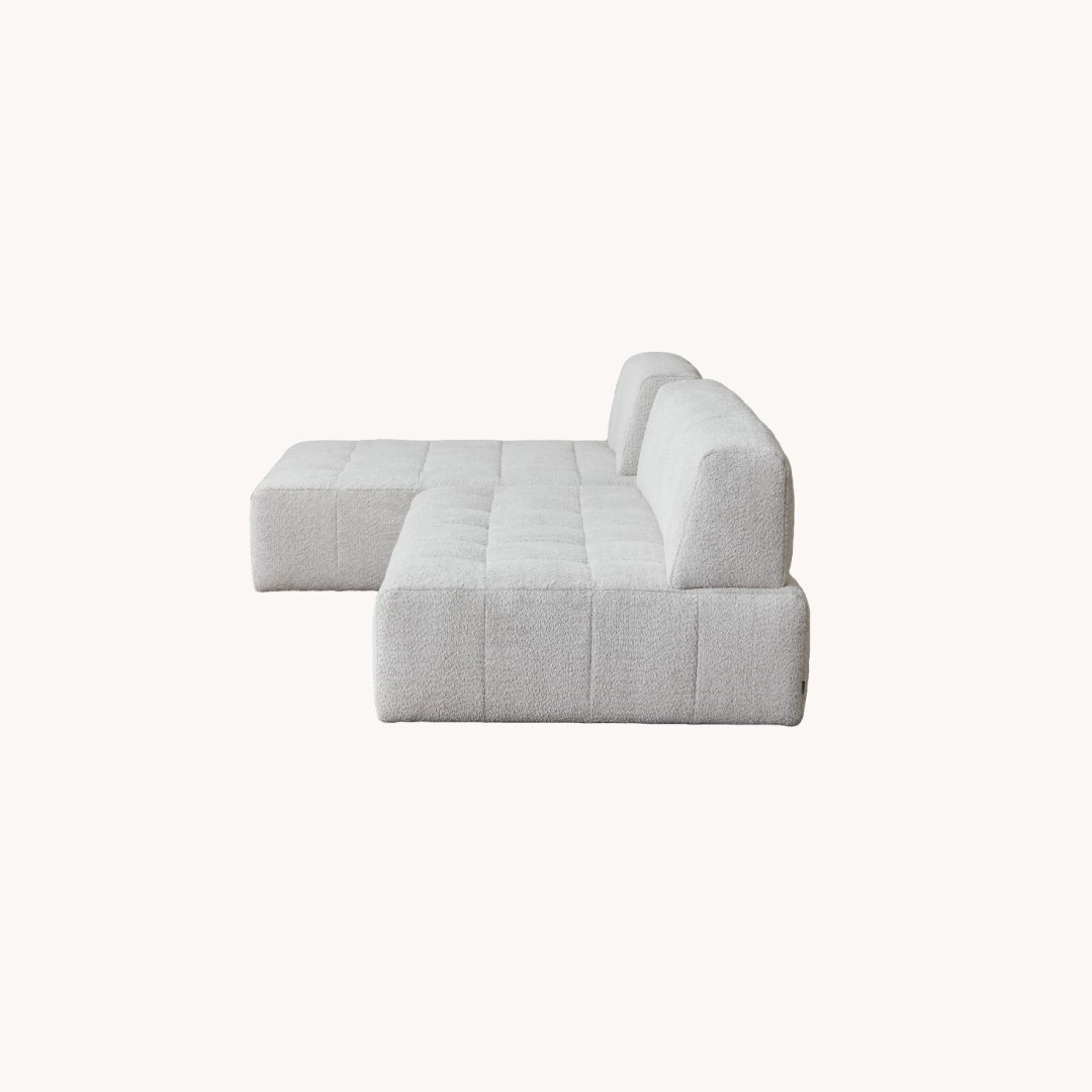 Canapé modulable 3 places en tissu blanc cassé | Grado Mousse