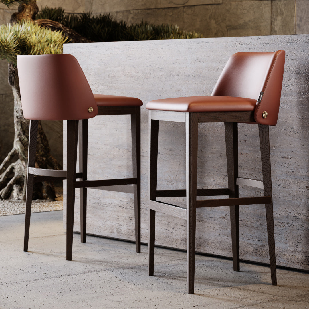 Chaise de comptoir en tissu marron | Domkapa Louise