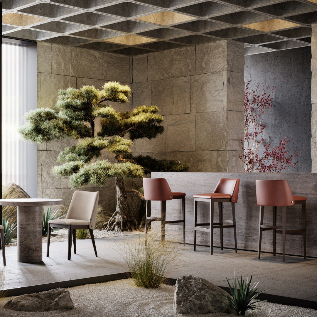 Chaise de salle à manger en cuir vert | Domkapa Louise