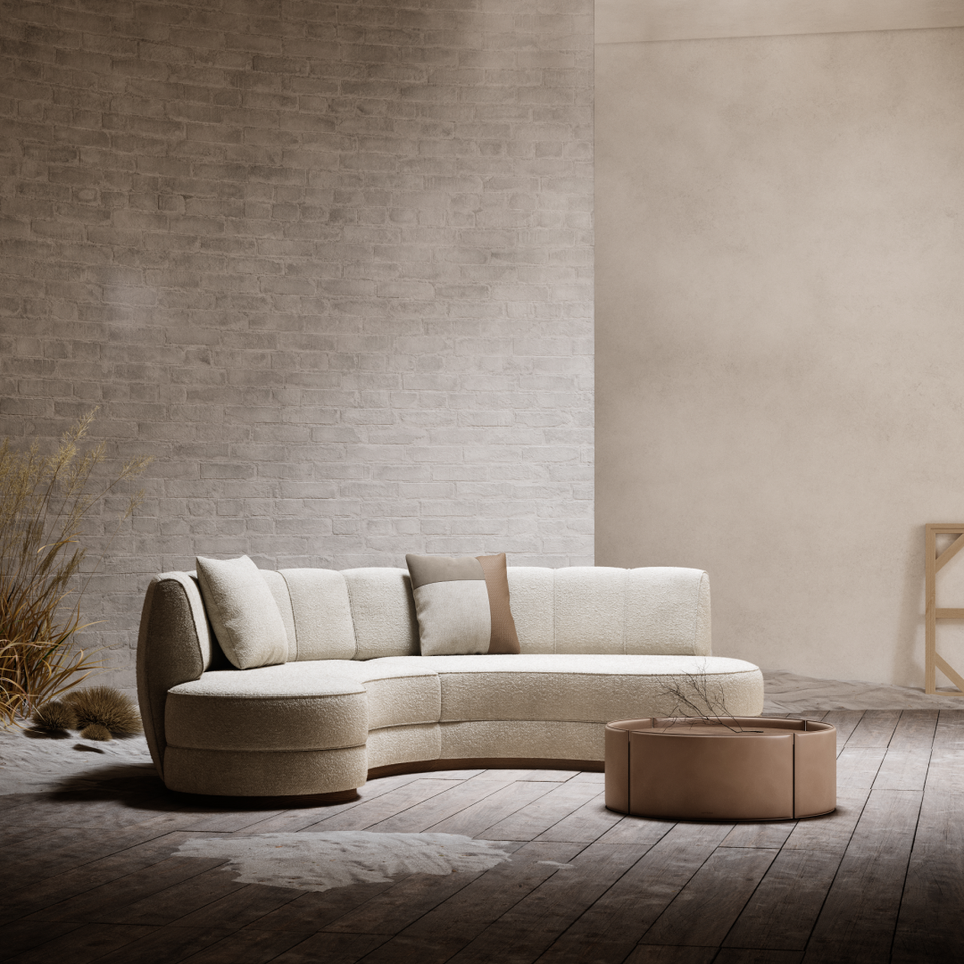 Canapé incurvé en velours crème | Domkapa Stella