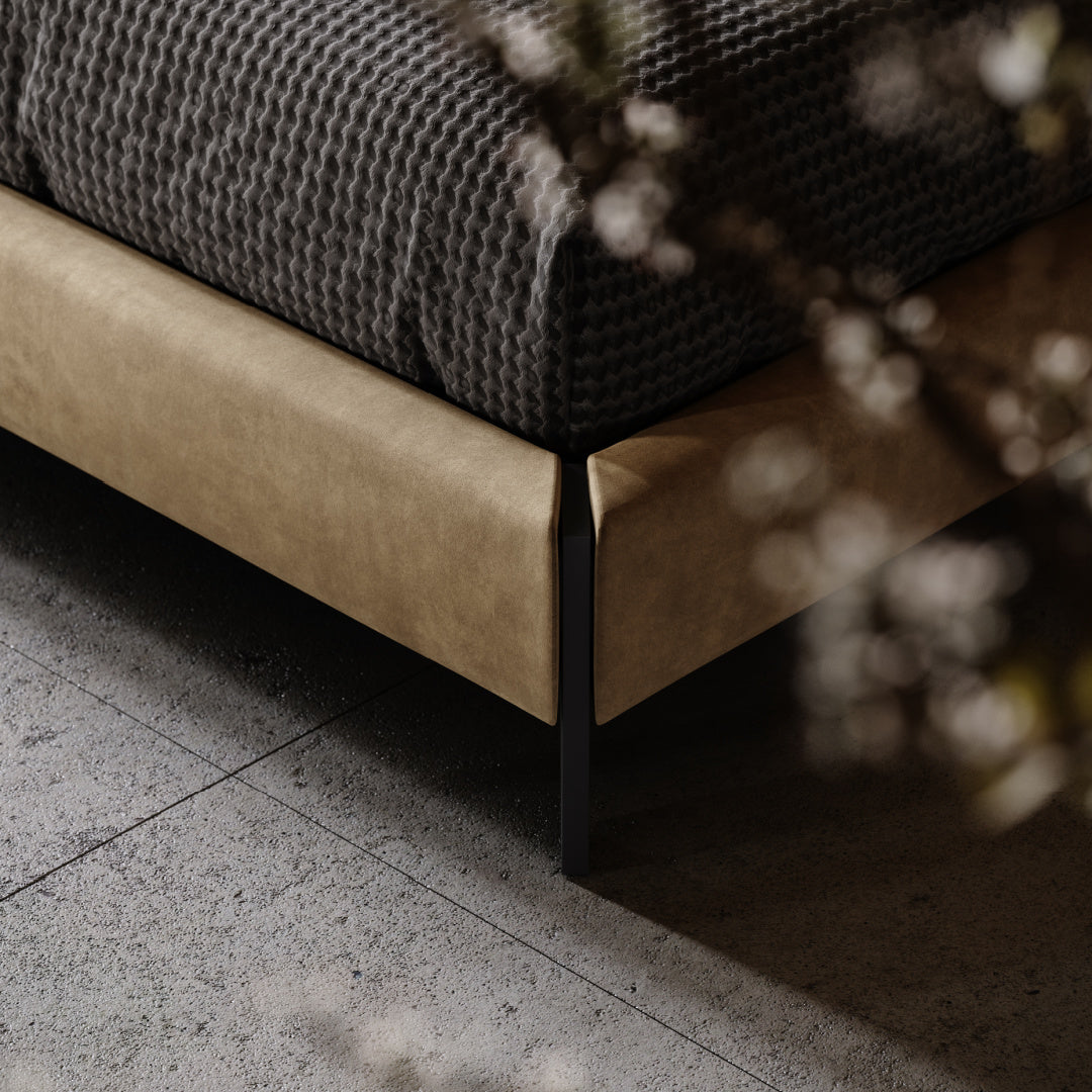 Lit bouclé taupe | Domkapa Yumi