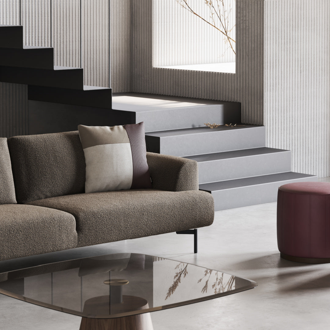 Pouf en microfibre gris | Domkapa Low