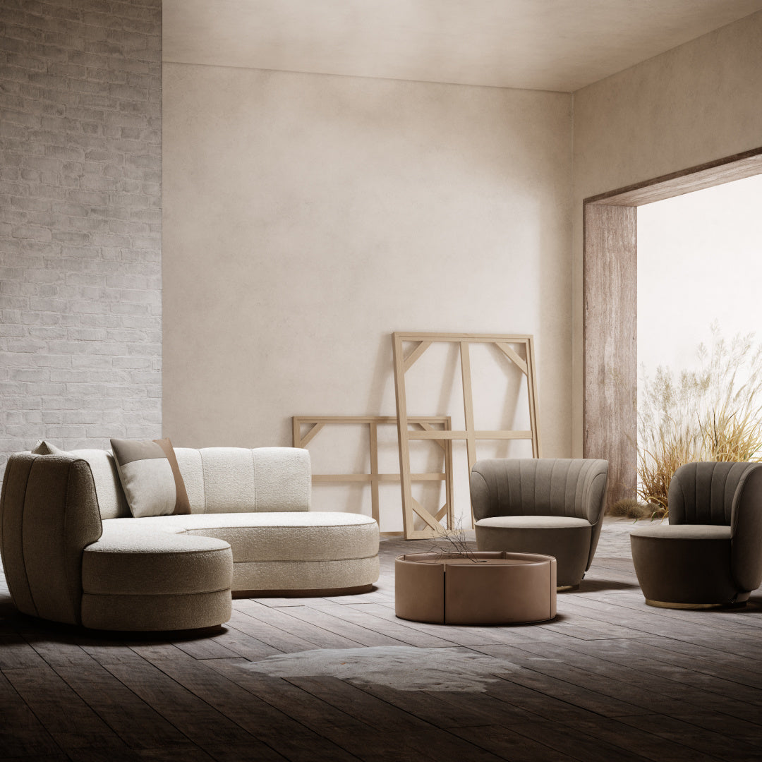 Mesa de centro de cuero color chocolate | Mano Domkapa