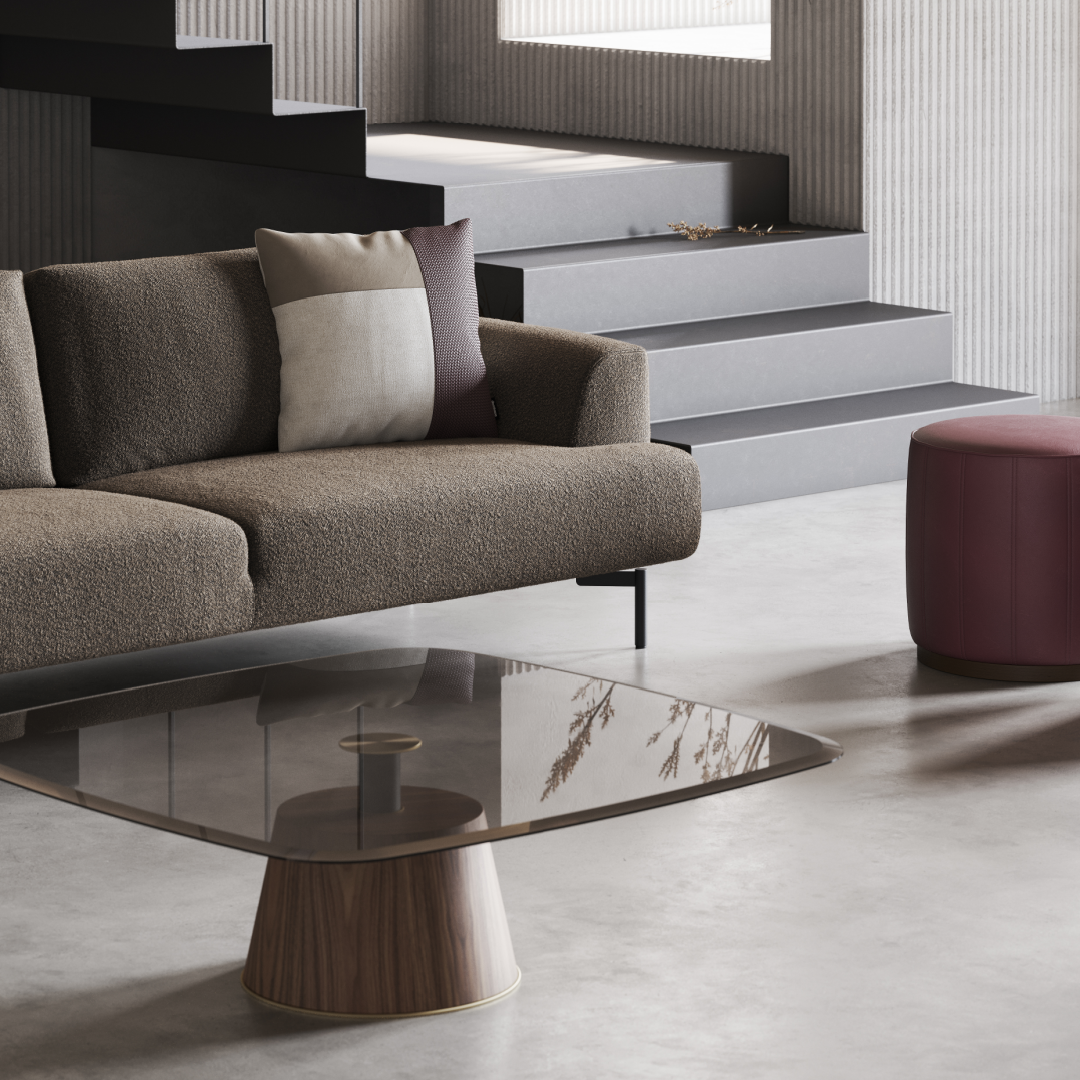 Table basse en verre et noyer mat | Domkapa Panton