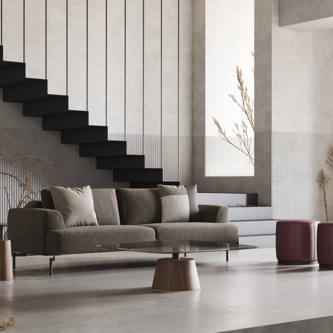 Table basse en verre et noyer mat | Domkapa Panton