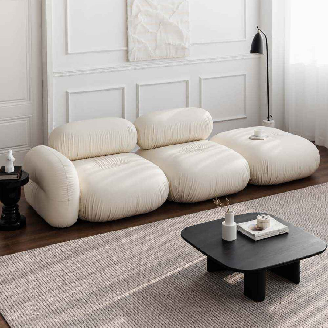 Canapé 3 places en cuir lisse | Grado Ondo