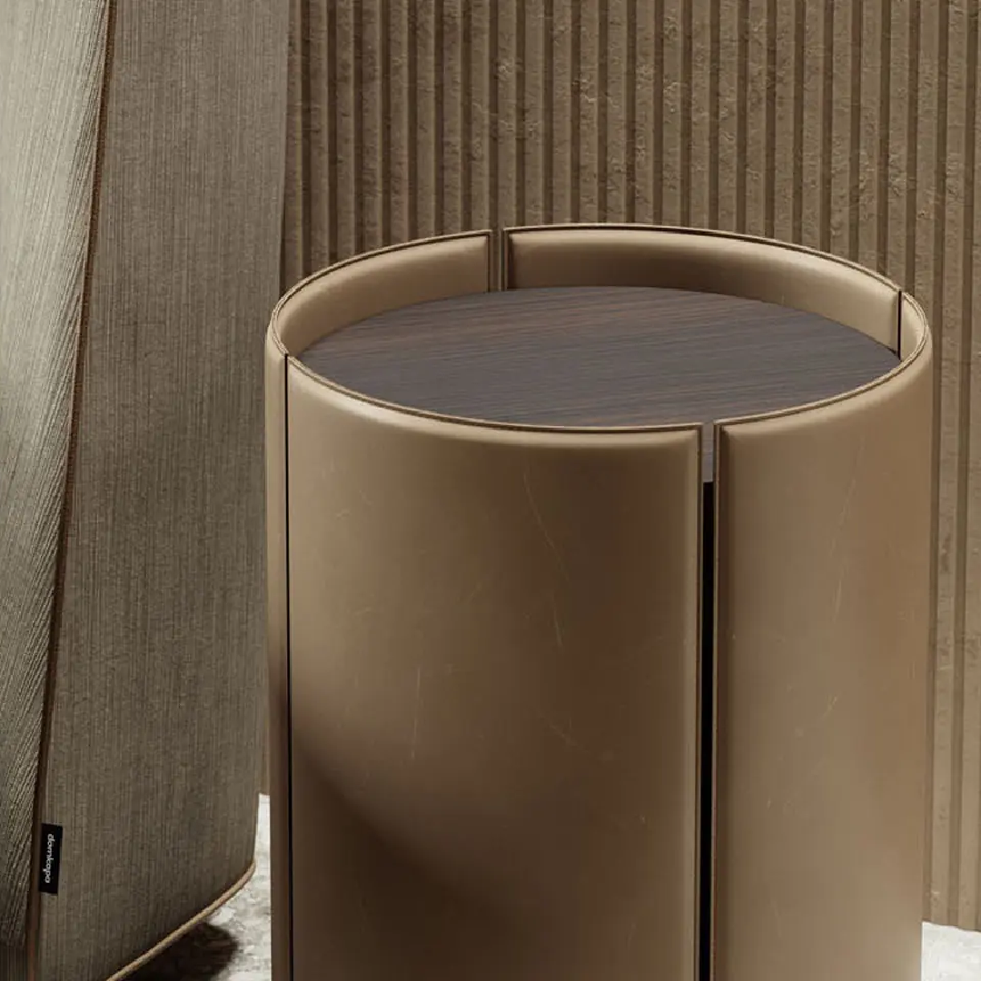 Table d'appoint en cuir camel | Domkapa Mano