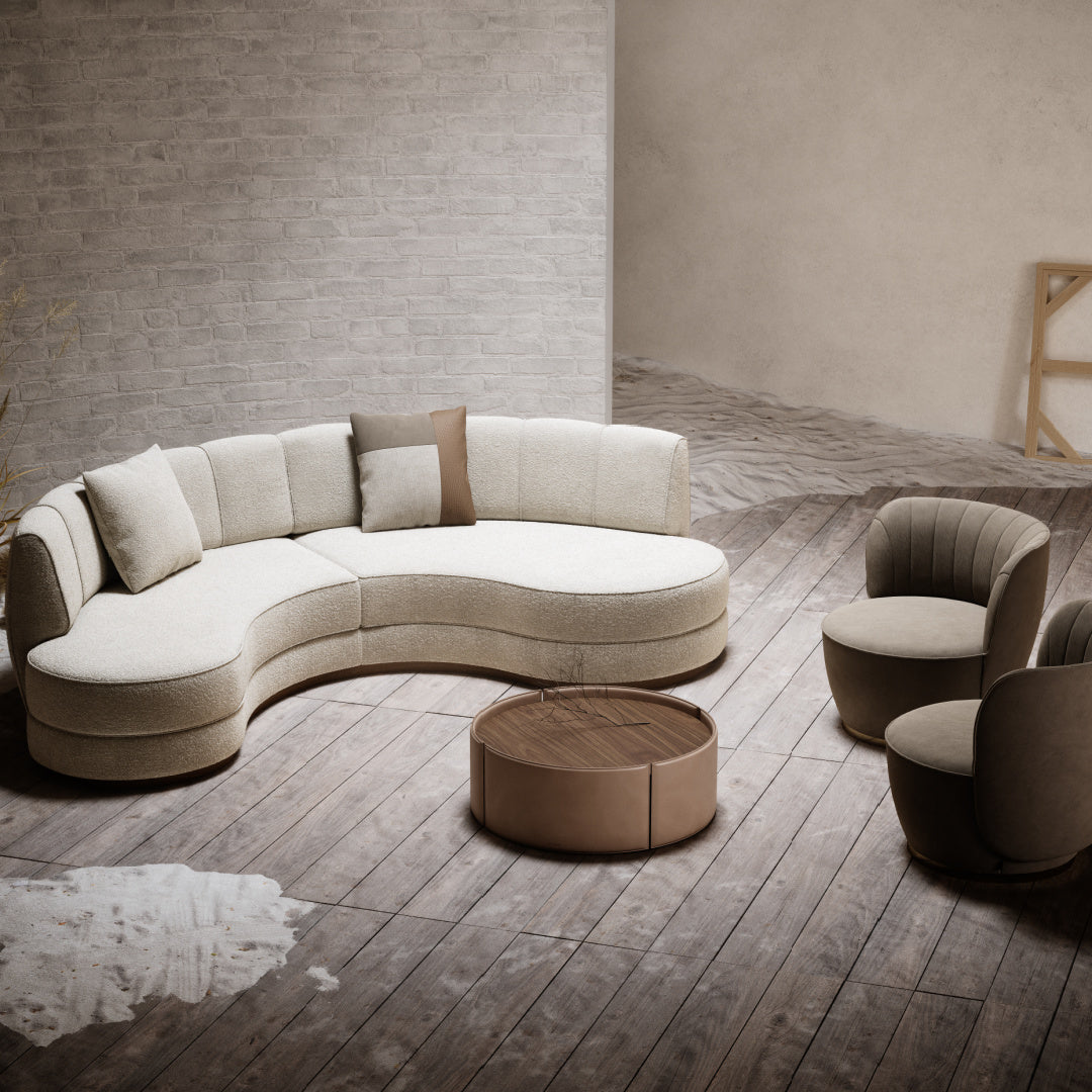 Mesa de centro de cuero color chocolate | Mano Domkapa