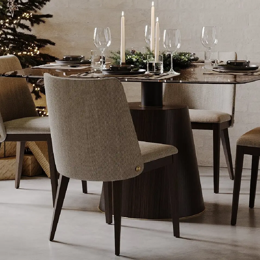 Table de salle à manger en verre et chêne fumé | Domkapa Panton