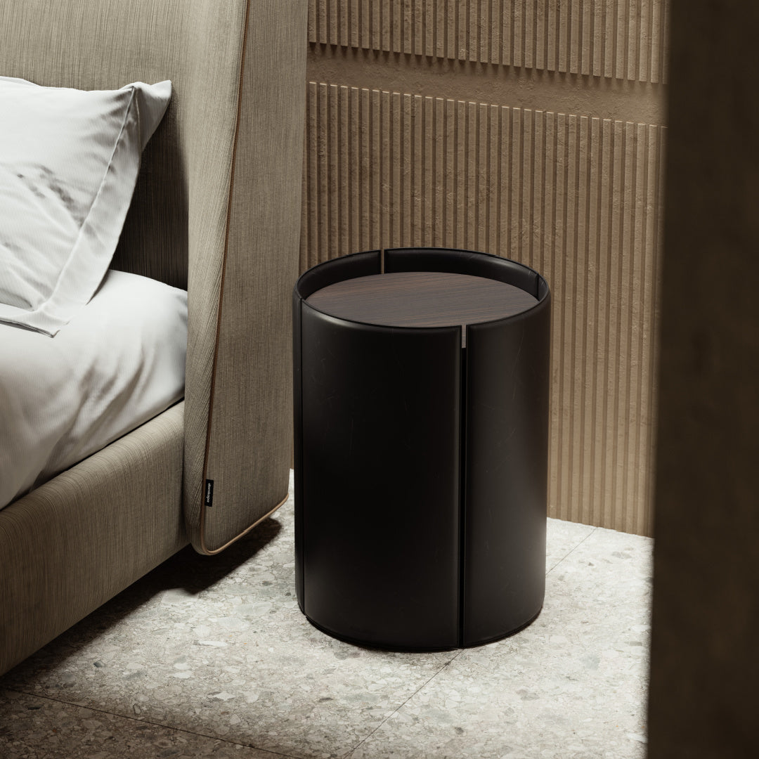 Table d'appoint en cuir camel | Domkapa Mano