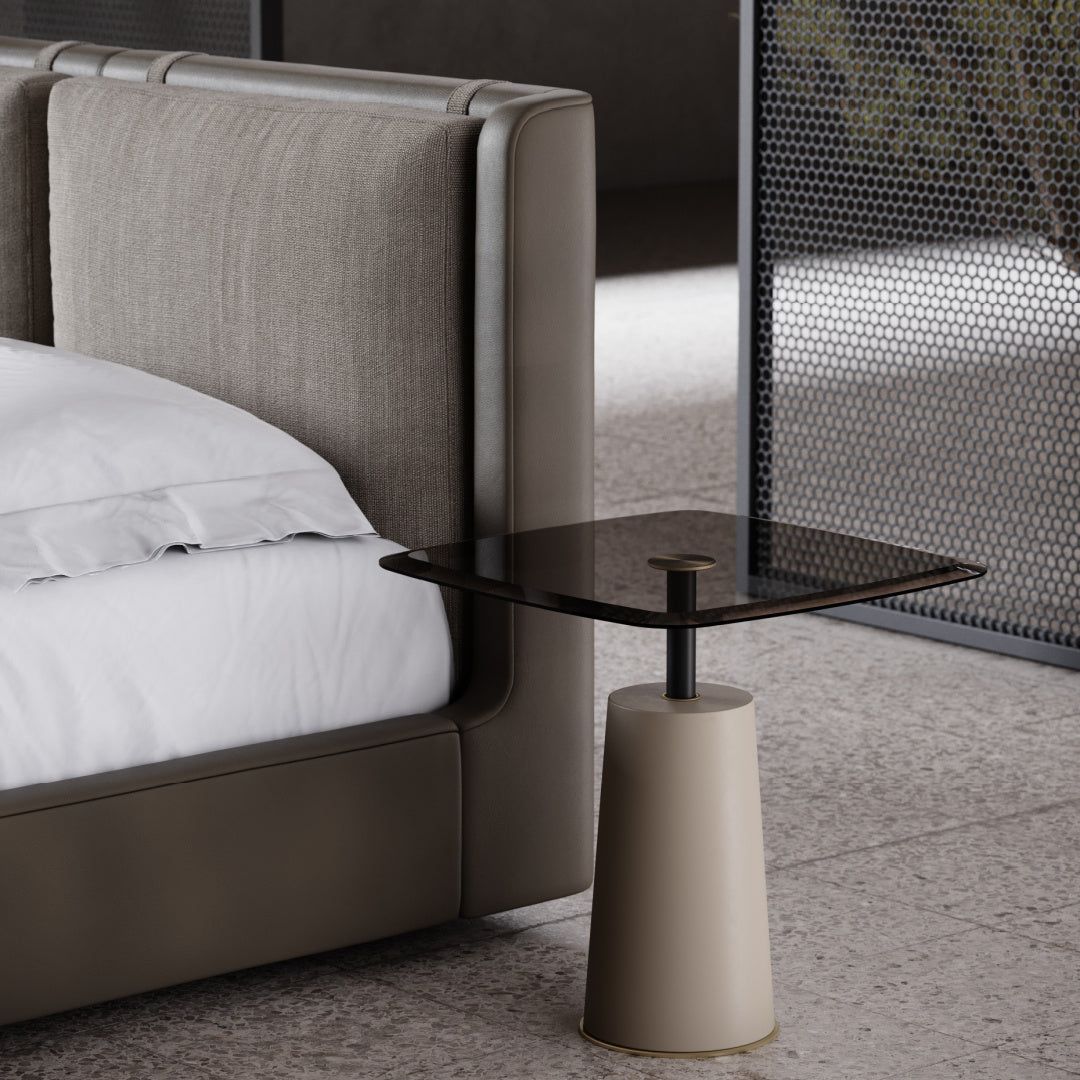 Cama de microfibra beige | Domkapa Kelsi