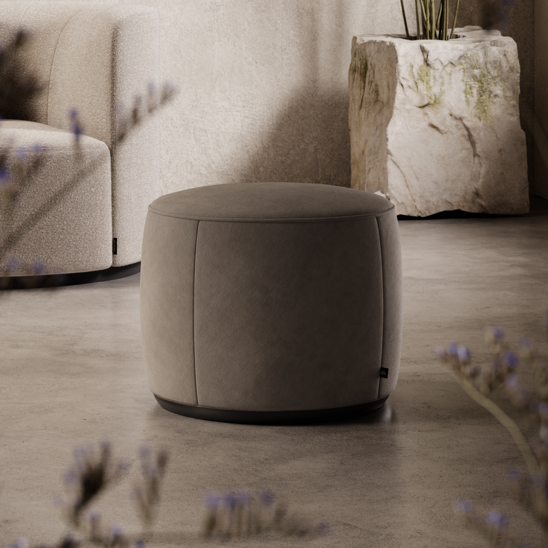 Pouf en velours bleu d'eau | Domkapa Rachel