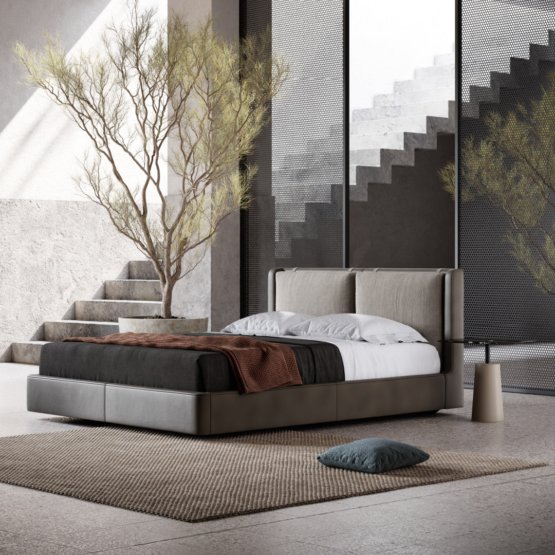 Cama de microfibra beige | Domkapa Kelsi