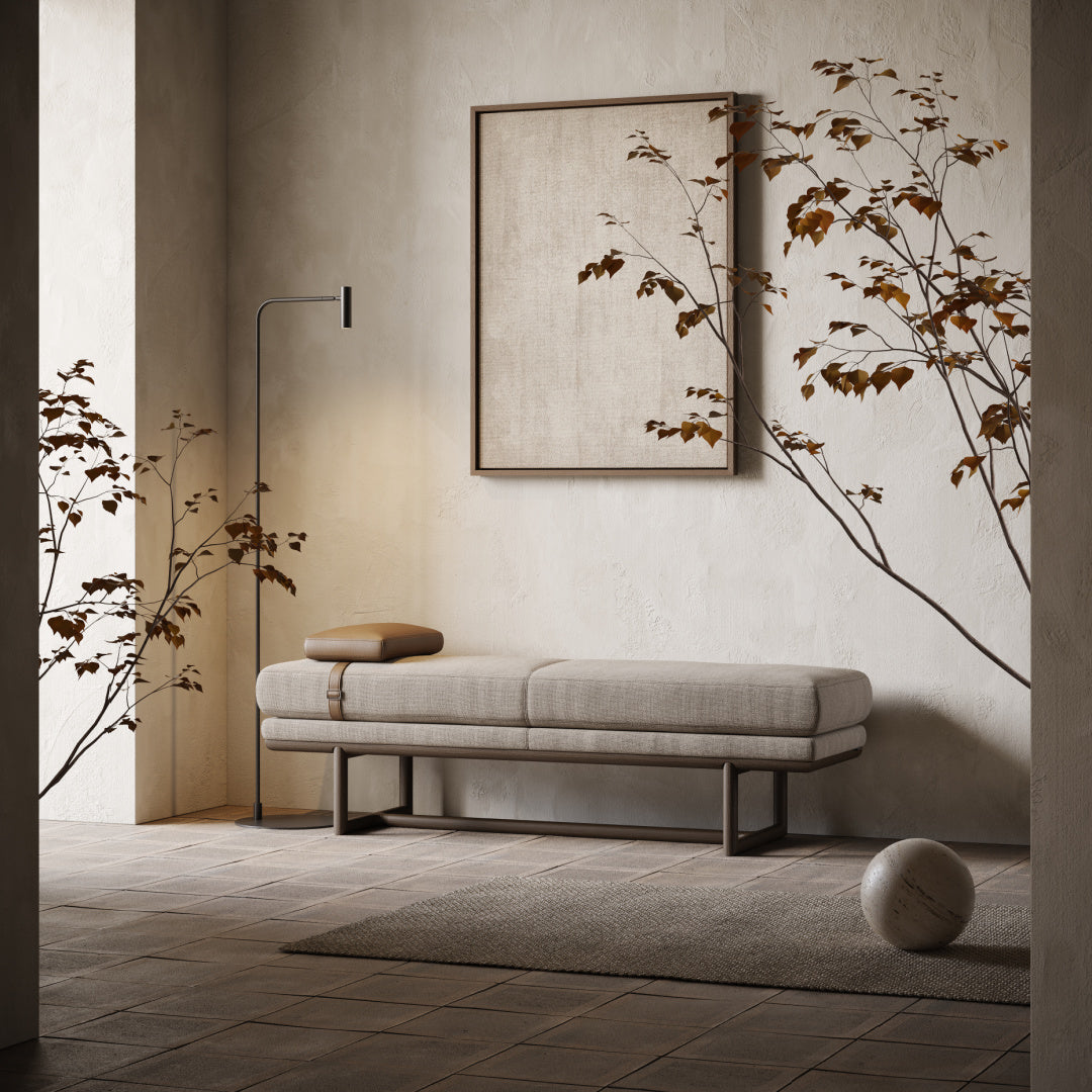 Banc en tissu blanc écru | Domkapa Henry