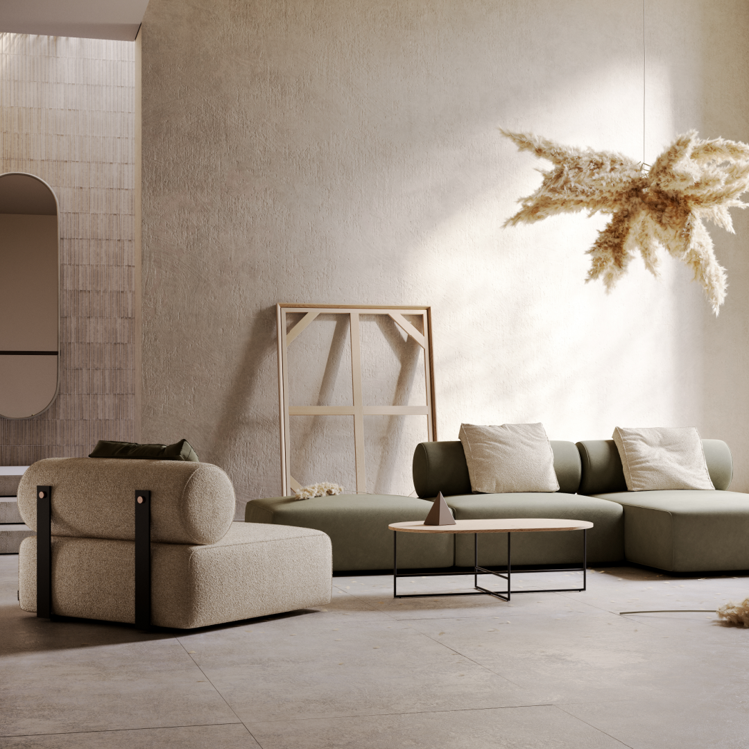 Canapé modulable en tissu beige | Domkapa Shinto