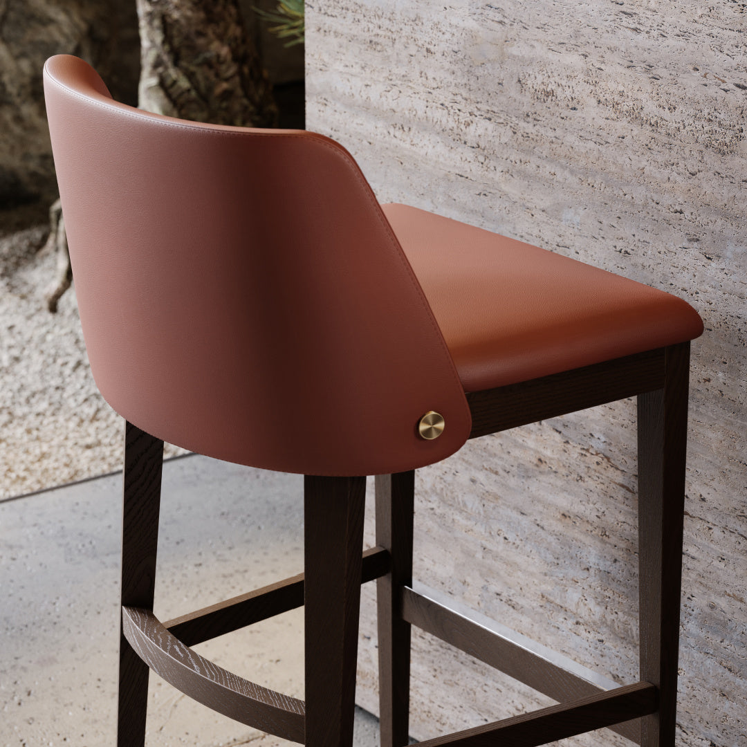 Chaise de comptoir en tissu marron | Domkapa Louise