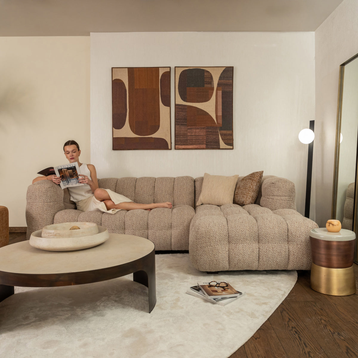 Tableau organique en tissu marron | Dôme Deco Charm | REMO, mobilier et décoration d'intérieur