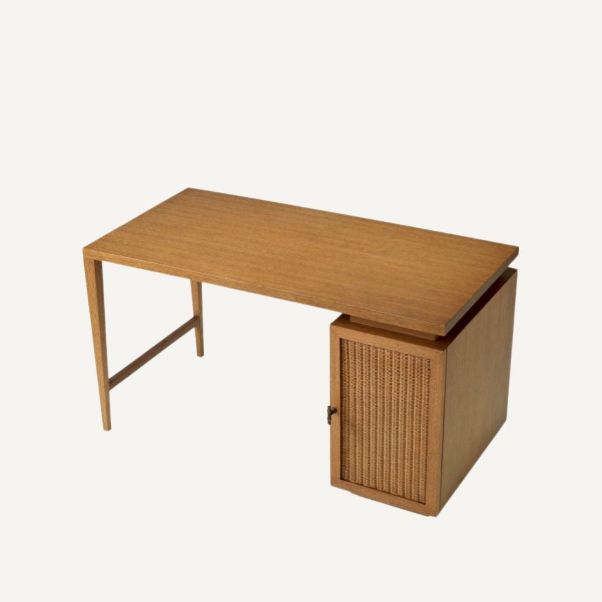 Bureau en chêne marron et rotin | Eichholtz Borchard | REMO-HOME, mobilier et décoration d'intérieur