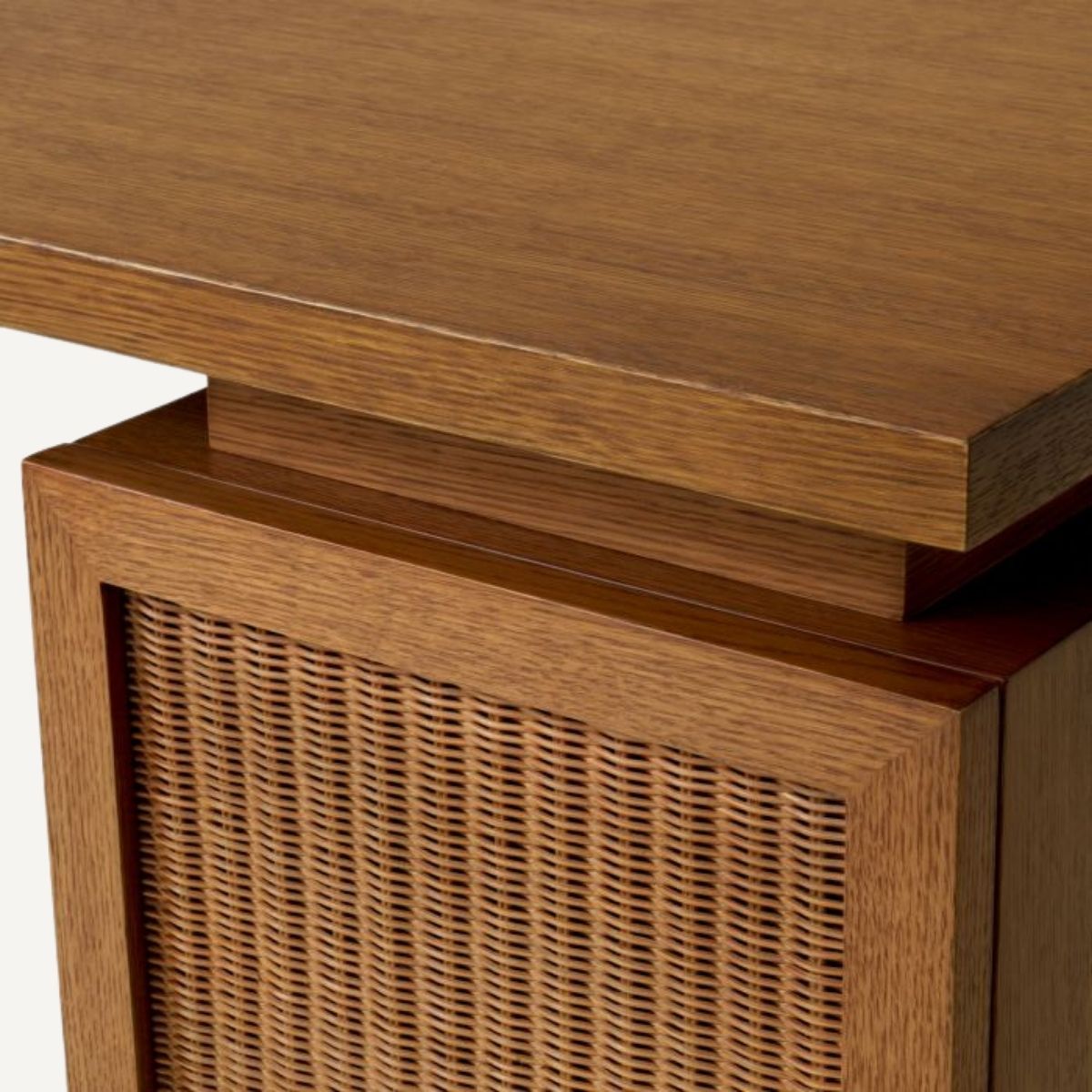 Bureau en chêne marron et rotin | Eichholtz Borchard | REMO-HOME, mobilier et décoration d'intérieur