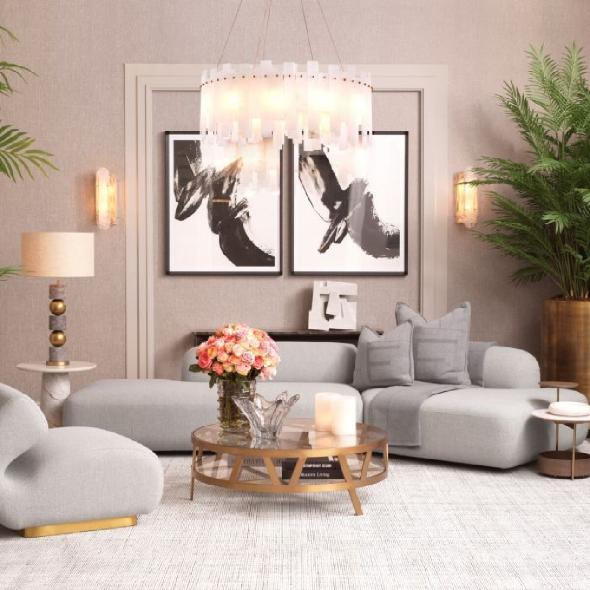 Canapé 4 places en tissu gris | Eichholtz Taraval | REMO-HOME, mobilier et décoration d'intérieur