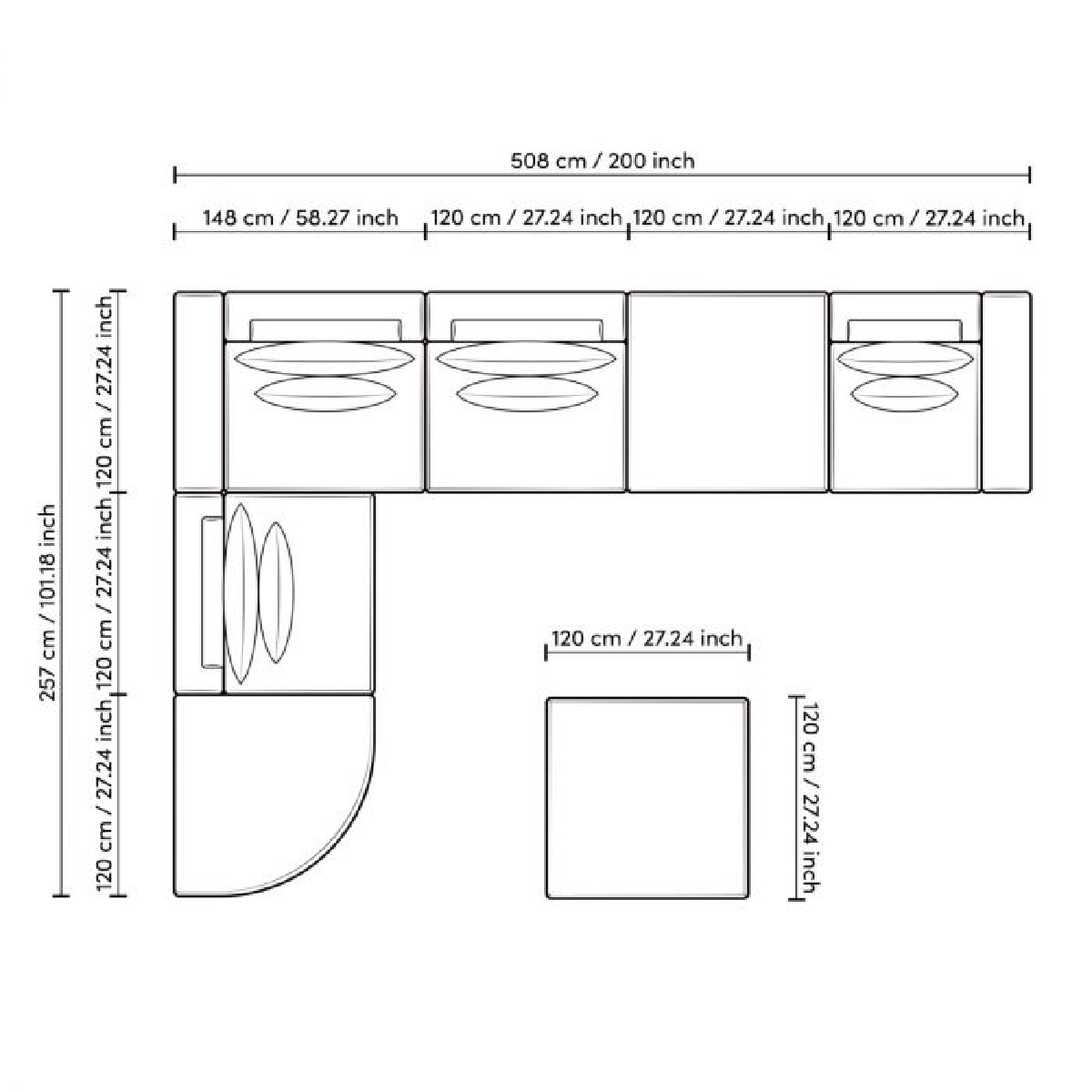 Canapé 6 places en tissu greige | Eichholtz Lounge Club | REMO-HOME, mobilier et décoration d'intérieur