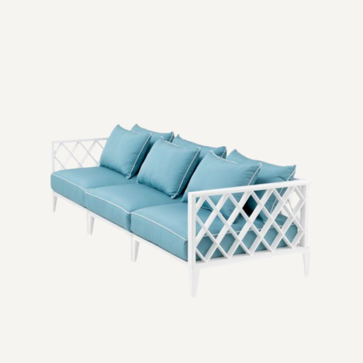 Canapé d'extérieur 3-4 places blanc et bleu minéral | Eichholtz Ocean Club | REMO-HOME, mobilier et décoration d'intérieur