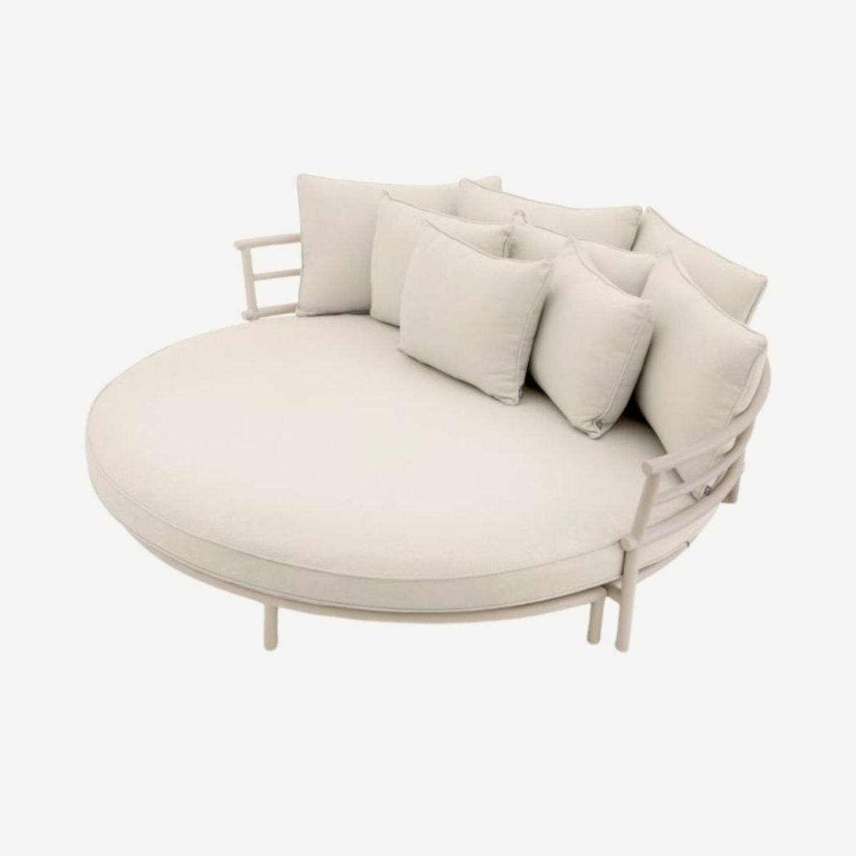 Canapé d'extérieur rond 2 places en métal sable | Eichholtz Laguno | REMO-HOME, mobilier et décoration d'intérieur