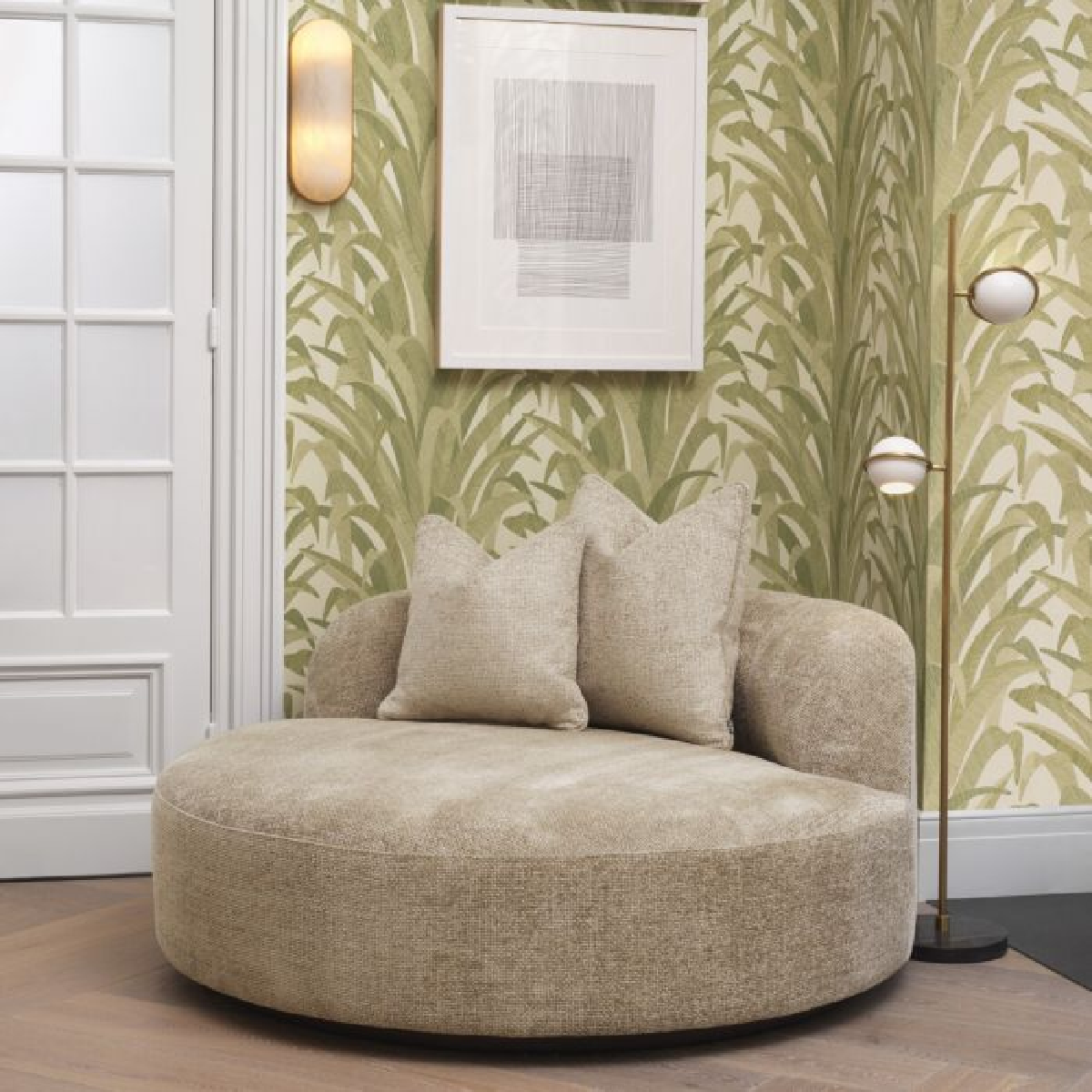 Canapé rond 2 places en tissu sable | Eichholtz Bjorn | REMO-HOME, mobilier et décoration d'intérieur