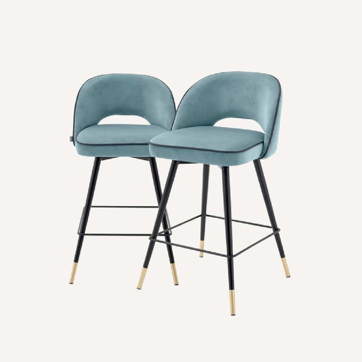 Chaise de comptoir en velours bleu (lot de 2) | Eichholtz Cliff | REMO-HOME, mobilier et décoration d'intérieur