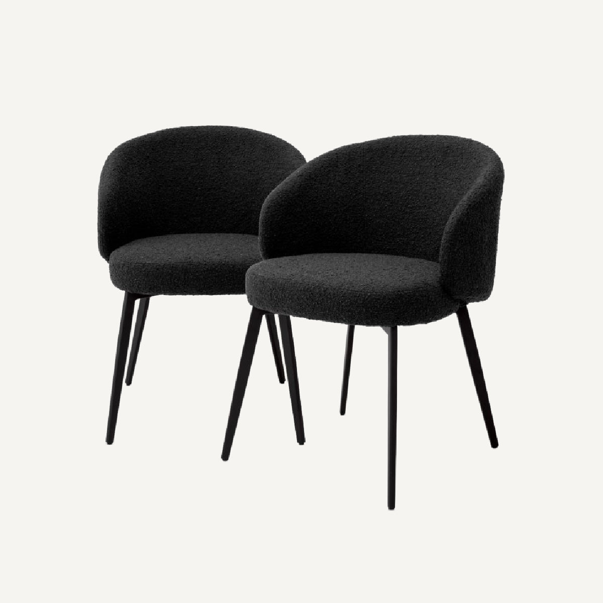 Chaise de salle à manger avec accoudoirs bouclé noir (lot de 2) | Eichholtz Lloyd | REMO-HOME, mobilier et décoration d'intérieur