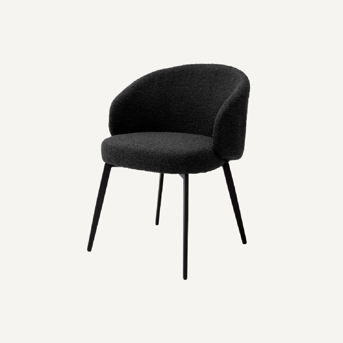 Chaise de salle à manger avec accoudoirs bouclé noir (lot de 2) | Eichholtz Lloyd | REMO-HOME, mobilier et décoration d'intérieur