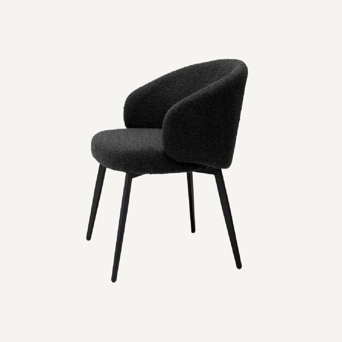 Chaise de salle à manger avec accoudoirs bouclé noir (lot de 2) | Eichholtz Lloyd | REMO-HOME, mobilier et décoration d'intérieur