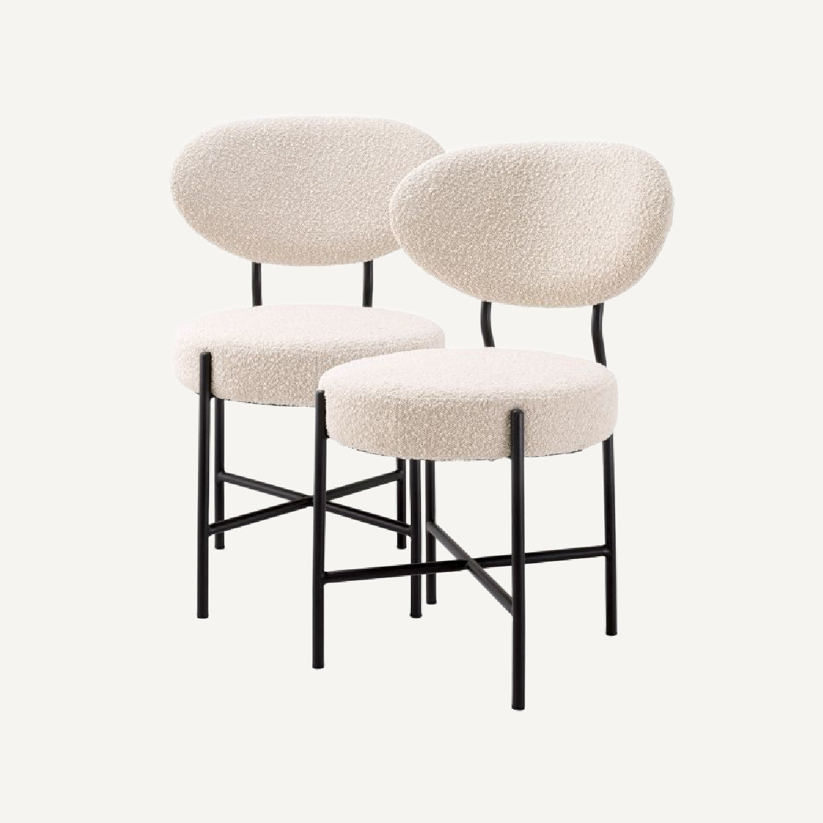 Chaise de salle à manger bouclé crème (lot de 2) | Eichholtz Vicq | REMO-HOME, mobilier et décoration d'intérieur