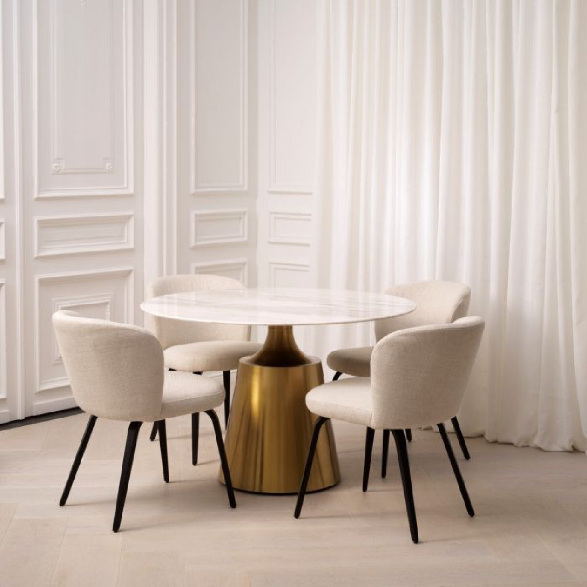 Chaise de salle à manger en tissu blanc écru | Eichholtz Halard | REMO-HOME, mobilier et décoration d'intérieur