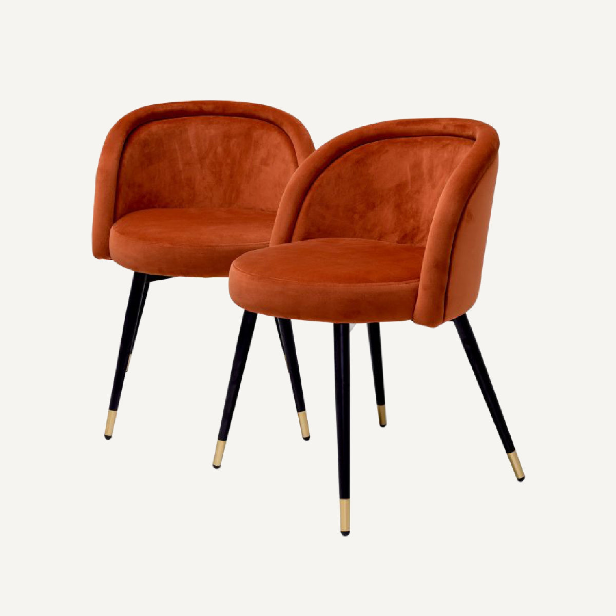 Chaise de salle à manger en velours orange (lot de 2) | Eichholtz Chloé | REMO-HOME, mobilier et décoration d'intérieur