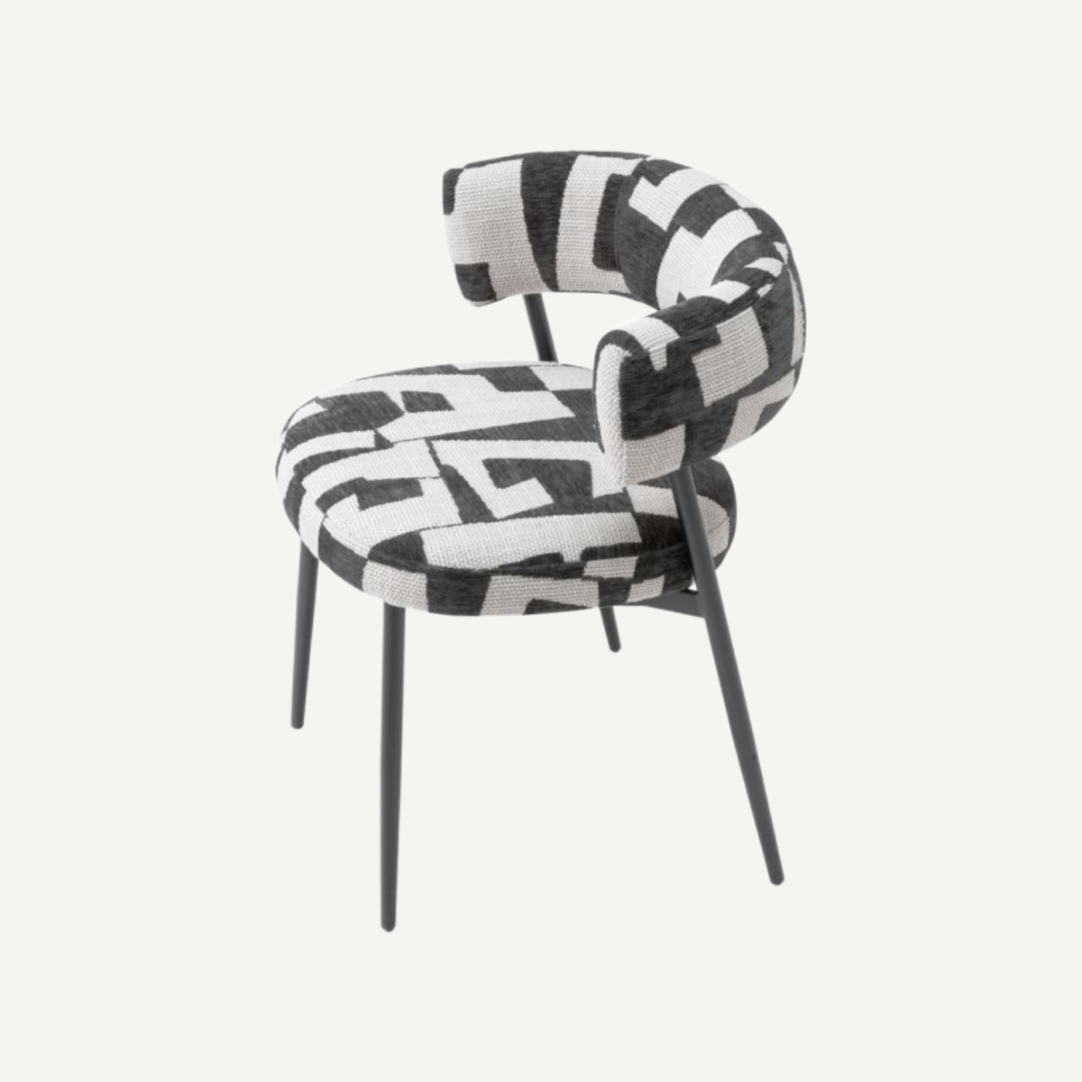Chaise de salle à manger en tissu noir et blanc | Eichholtz Folsom | REMO-HOME, mobilier et décoration d'intérieur