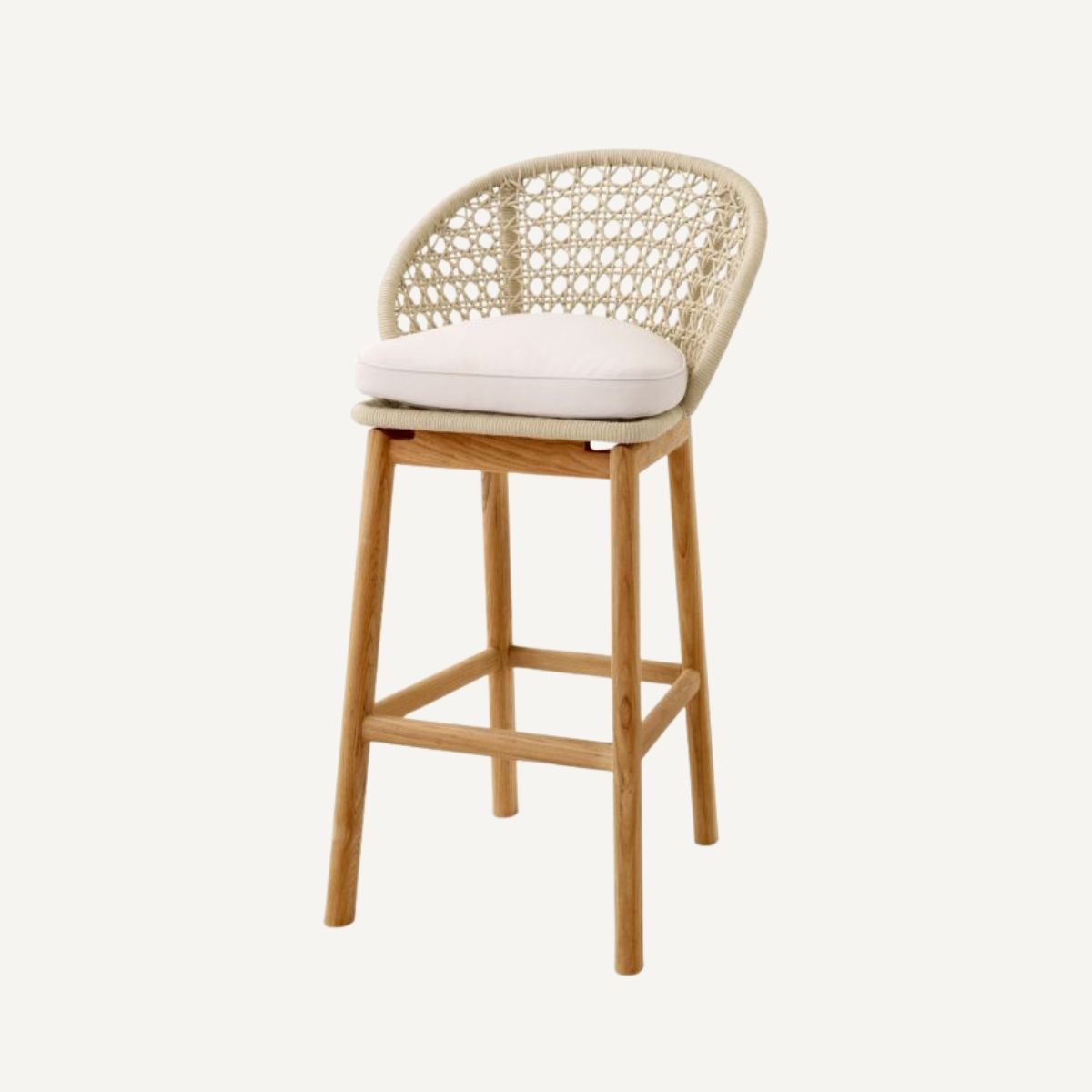 Chaise de bar en teck et cordage crème | Eichholtz Trinity | REMO-HOME, mobilier et décoration d'intérieur