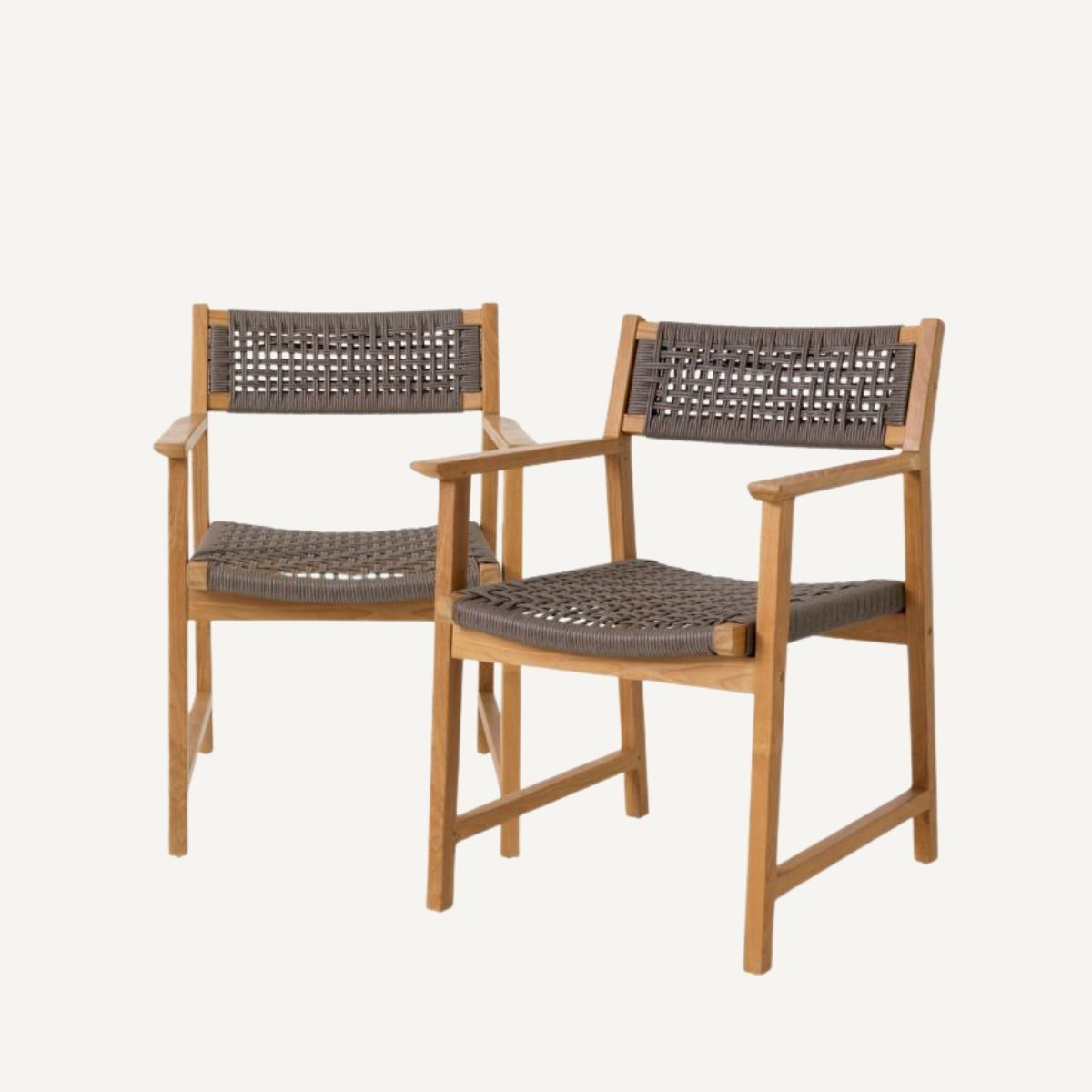 Chaise extérieure en teck et cordage gris (lot de 2) | Eichholtz Cancun | REMO-HOME, mobilier et décoration d'intérieur