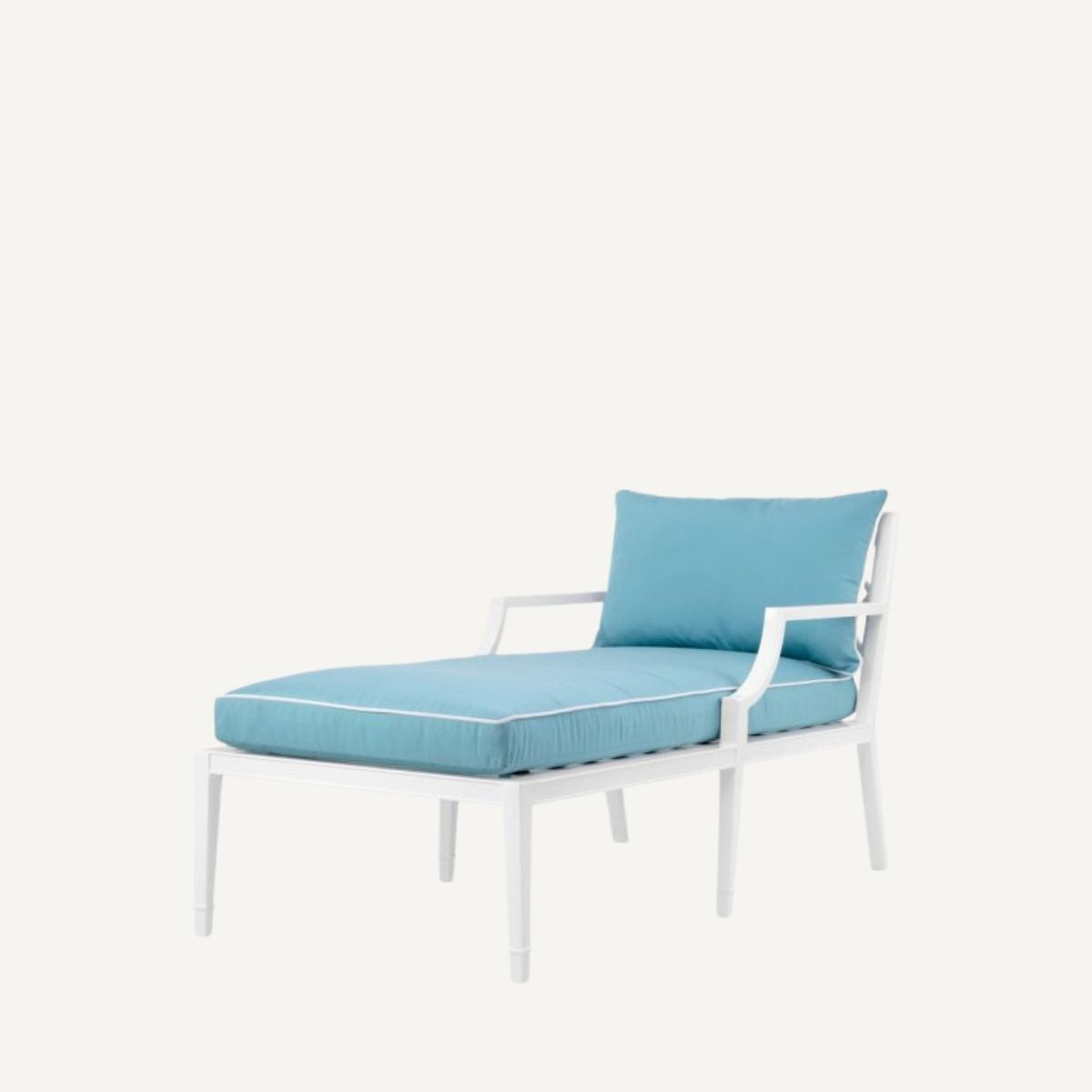 Chaise longue blanche et bleu minéral | Eichholtz Bella Vista | REMO-HOME, mobilier et décoration d'intérieur