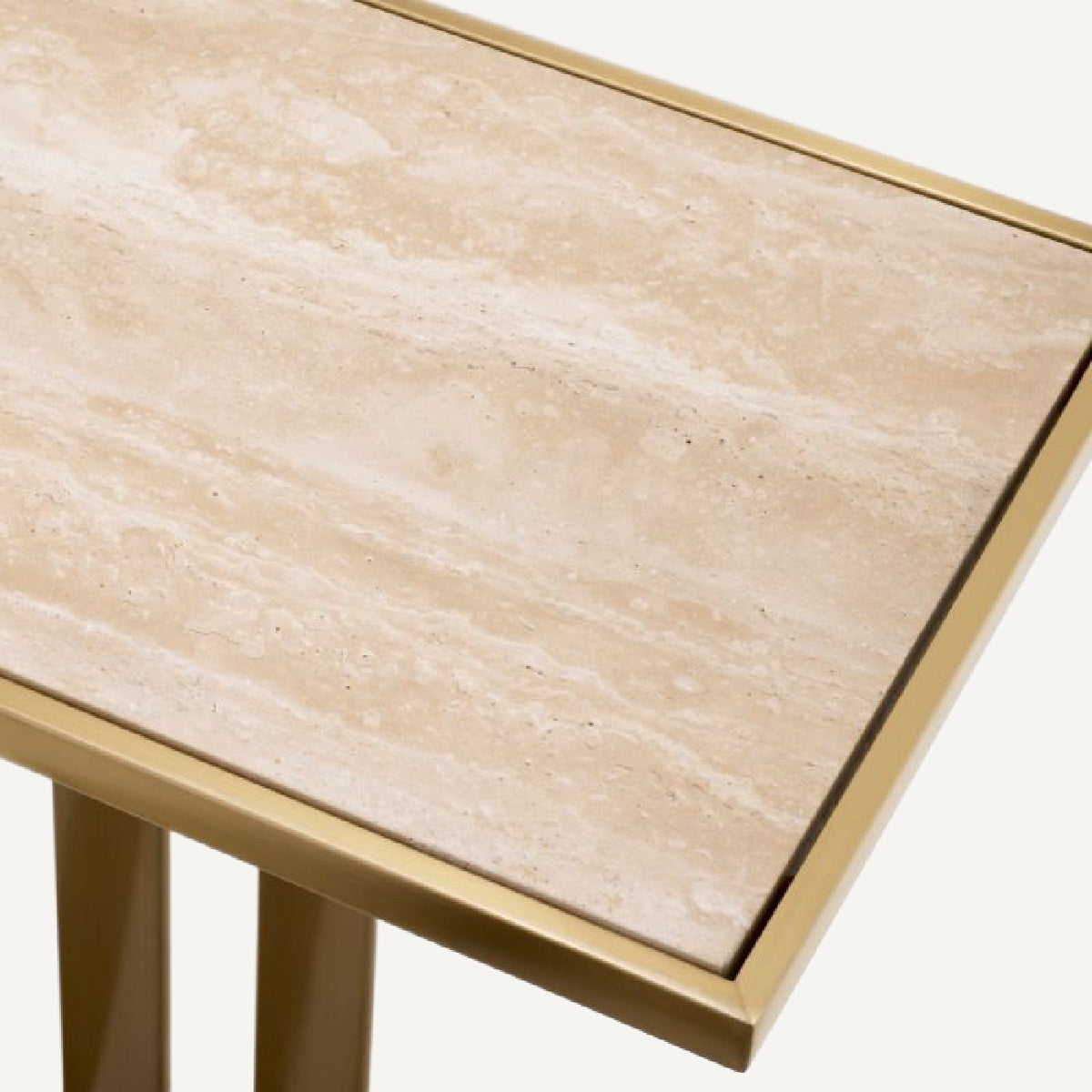 Console en laiton brossé et travertin | Eichholtz Beau Deco | REMO-HOME, mobilier et décoration d'intérieur