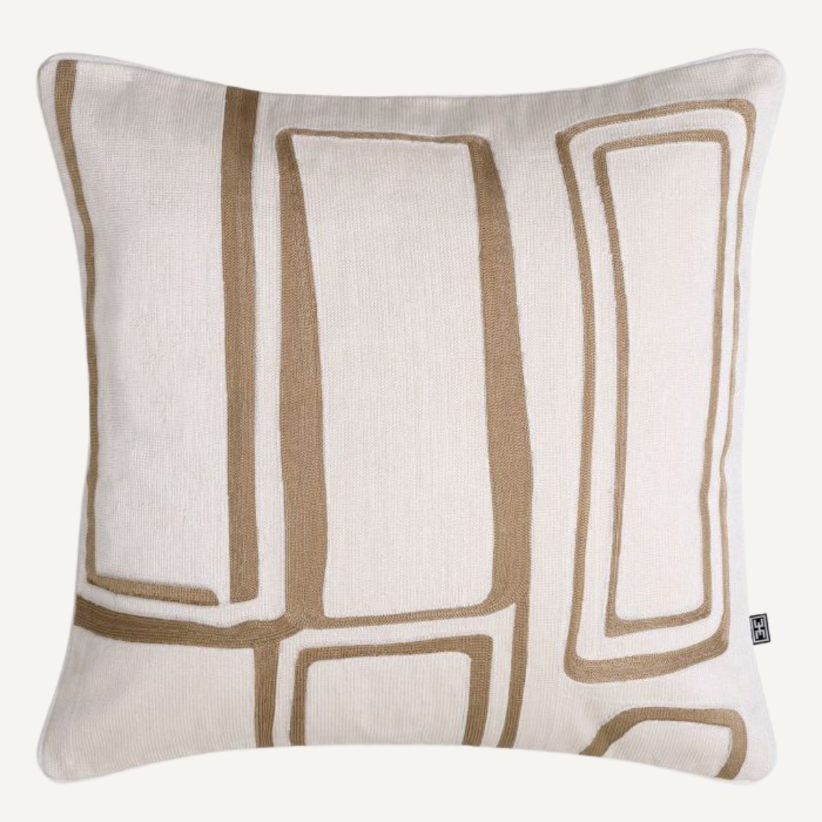 Coussin carré en tissu beige/doré | Eichholtz Ribeira | REMO-HOME, mobilier et décoration d'intérieur