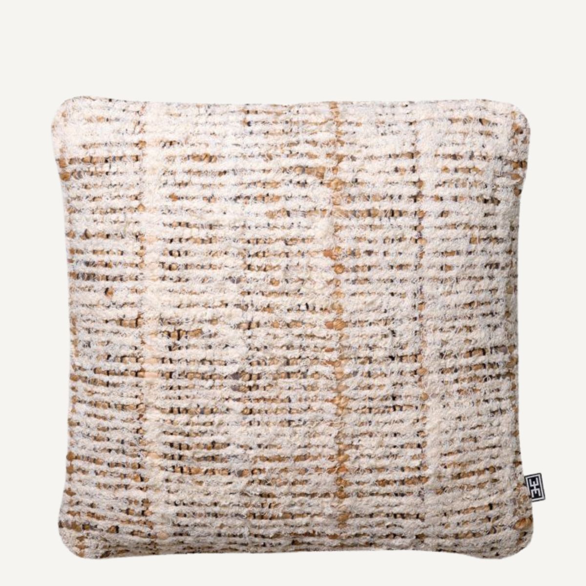 Coussin carré en tissu ivoire/marron | Eichholtz Amon S | REMO-HOME, mobilier et décoration d'intérieur