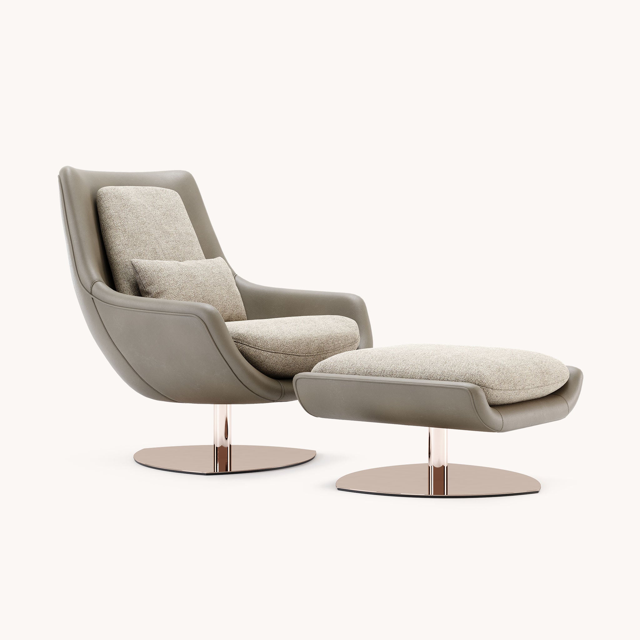 Fauteuil pivotant bouclé taupe | Domkapa Elba