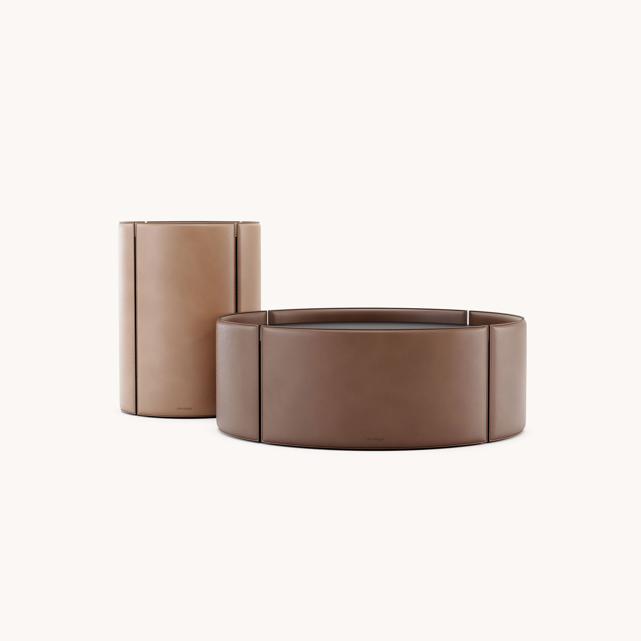 Table d'appoint en cuir camel | Domkapa Mano