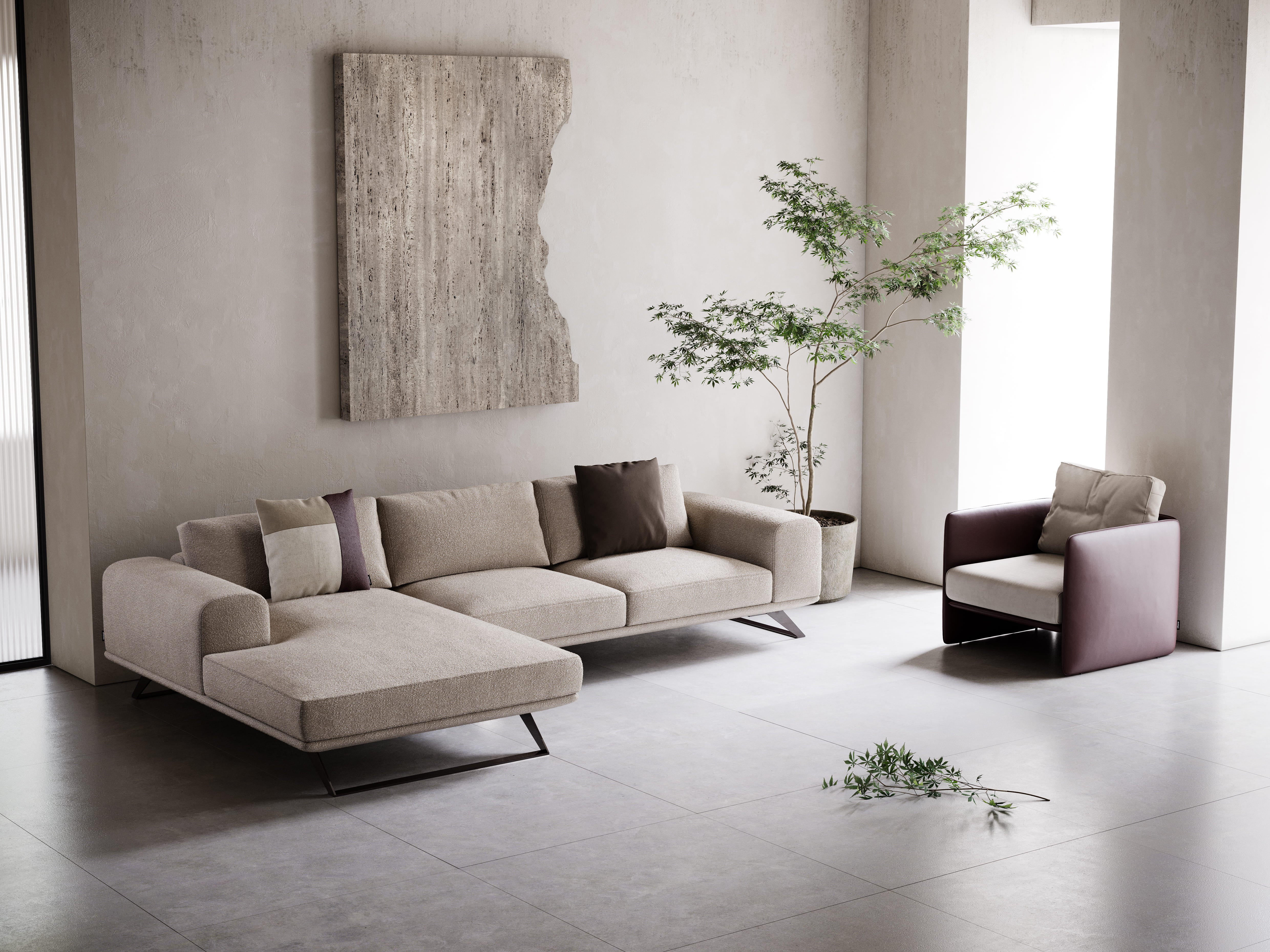 Canapé 3-4 places bouclé crème | Domkapa Aniston