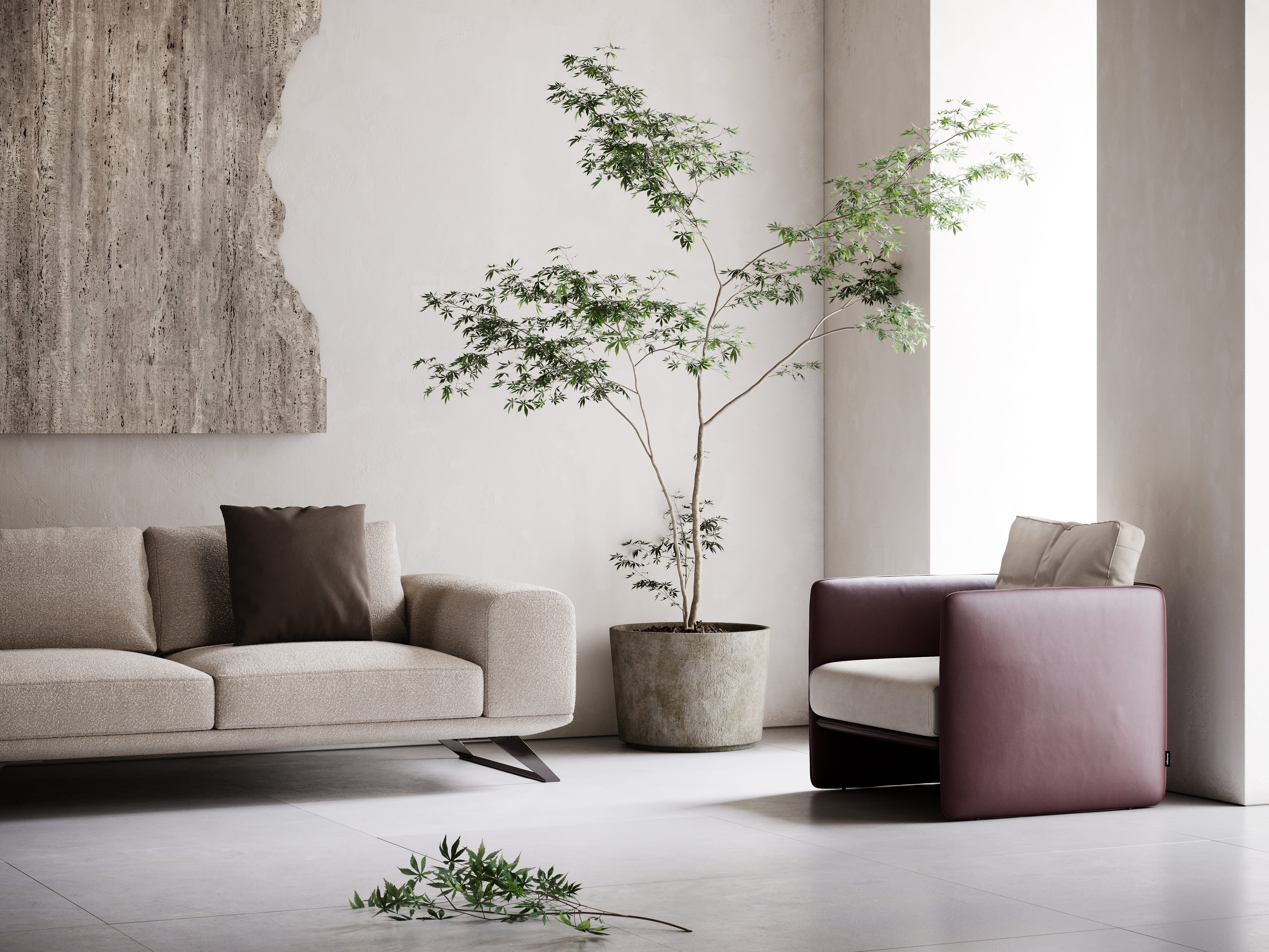 Canapé 3-4 places bouclé crème | Domkapa Aniston