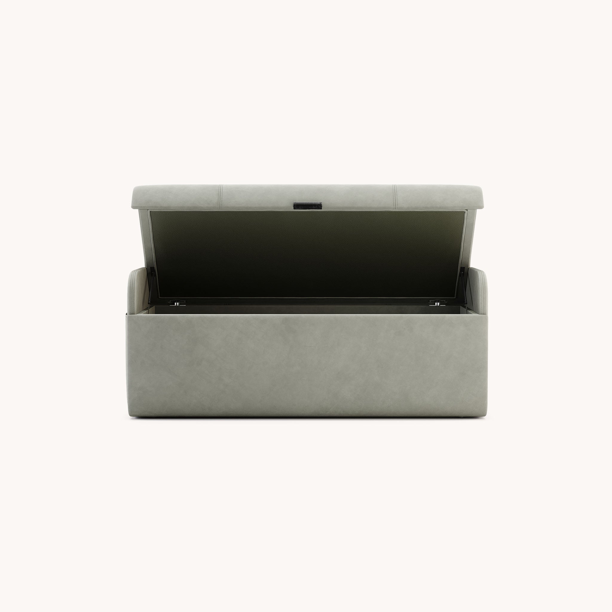 Pouf avec rangement en microfibre vert kaki | Domkapa Adley L