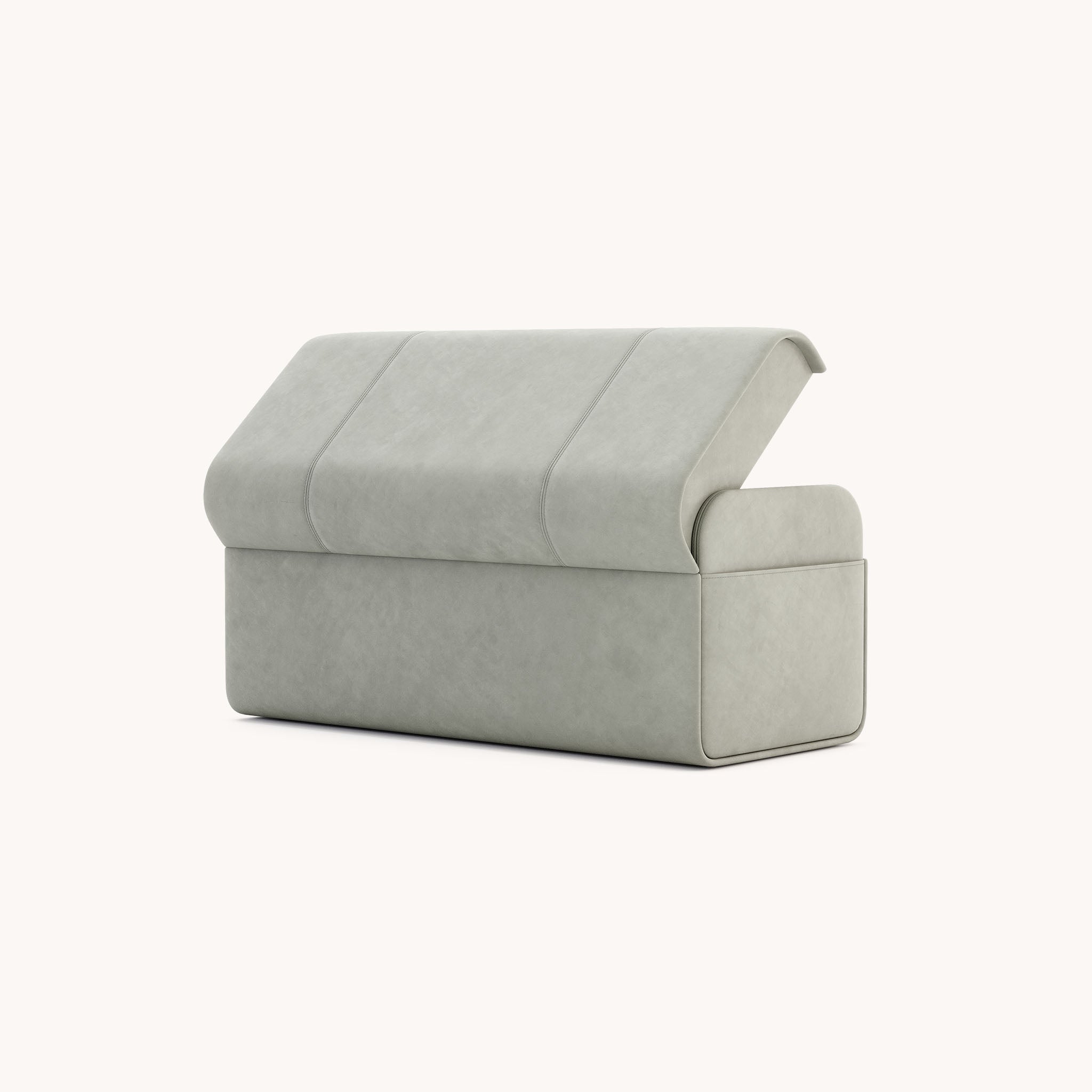 Pouf avec rangement en microfibre vert kaki | Domkapa Adley L