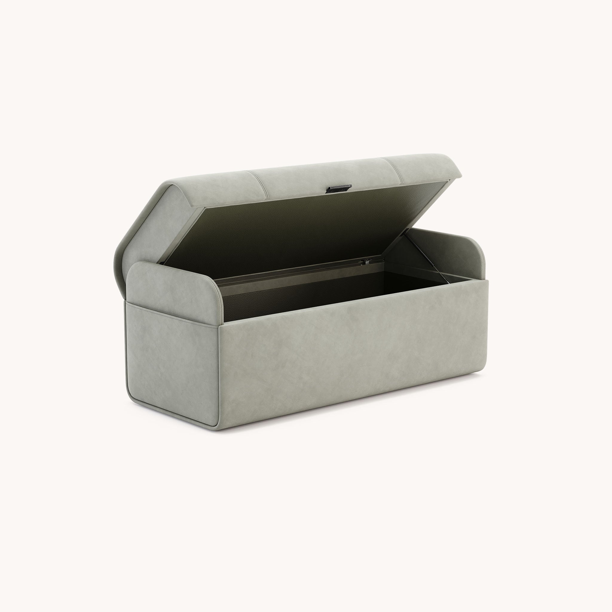 Pouf avec rangement en microfibre vert kaki | Domkapa Adley L